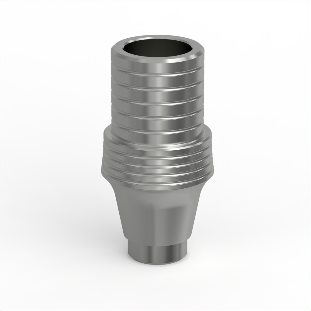 Mechanised base abutment + Castable abutment. Conical connection